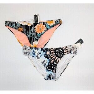2 Bikini Bottom Womens XL Kenneth Cole Bar III Floral Print Cheeky Cruise Resort